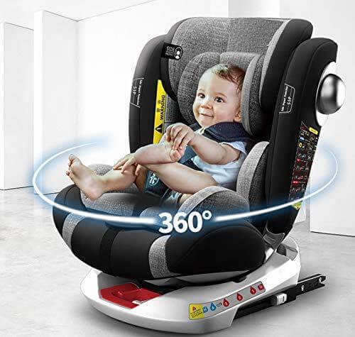 כיסא בטיחות משולב בוסטר מסתובב 360º מלידה ועד גיל 8 עם חיבור איזופיקס Babysafe צבע אפור בז