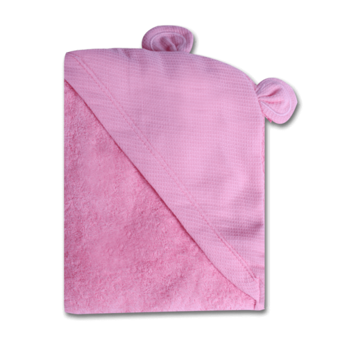 מגבת רחצה קפוצ'ון עם אוזני חיה  דב ורוד בייבי מיננה MINENE