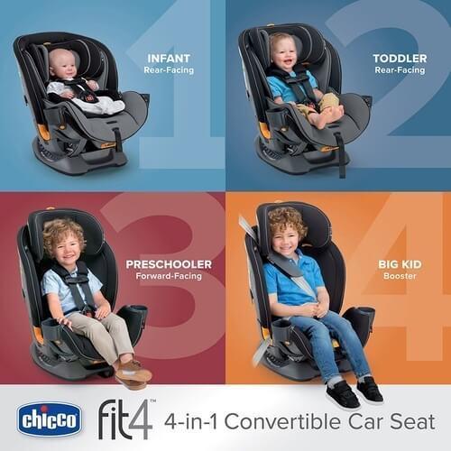 כיסא בטיחות ובוסטר פיט4 Fit4 מלידה ועד גיל 10 צבע שחור- Element צ'יקו