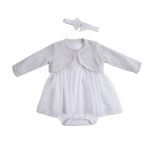 חליפה לבריתה - שמלה לבנה וסריג נצנצים מיננה