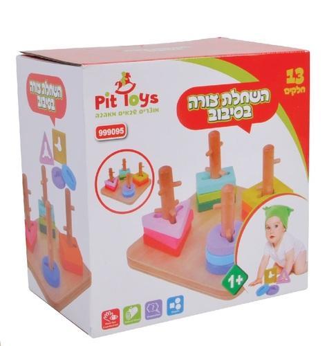 השחלת צורה בסיבוב PIT TOYS פיט טויס 