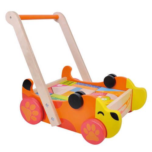 עגלת עידוד הליכה בצורת כלב קוביות PIT TOYS פיט טויס 