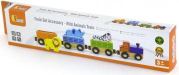סט רכבות מעץ מלא- רכבת משא להעברת חיות עם קרונות מגנטיים  ויגה