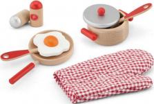 סט כלי מטבח עם כפפה לבישול 9 חלקים מעץ - אדום ויגה