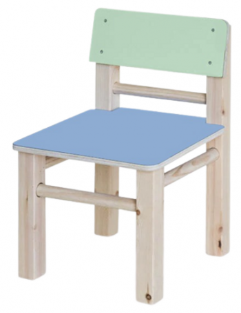 כסא מעץ מלא לילדים סופר עץ- כחול ירוק
