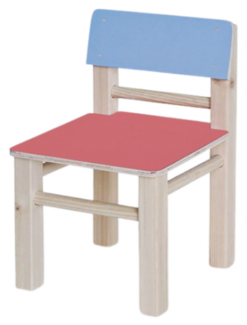 כסא מעץ מלא לילדים סופר עץ- כחול אדום 