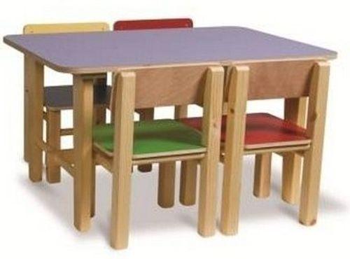 שולחן מוארך מעץ מלא לילדים במידה 90 על 60 ס'מ - כחול