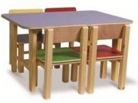 שולחן מוארך מעץ מלא לילדים במידה 90 על 60 ס'מ - אדום