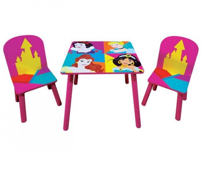 שולחן + 2 כסאות עץ נסיכות דיסני