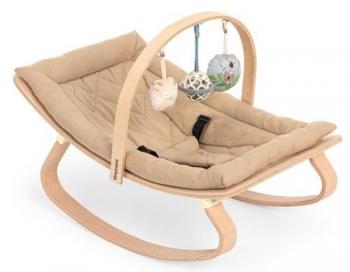 .טרמפולינה Bino בעיצוב מודרני לתינוק עשויה בעבודת יד מעץ איכותי - בז