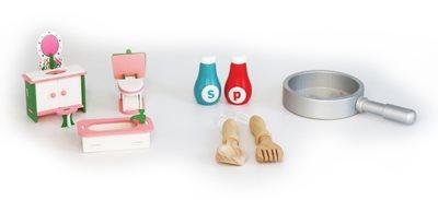 מטבח משחק ובית בובות לילדים IAM כולל כלים וריהוט