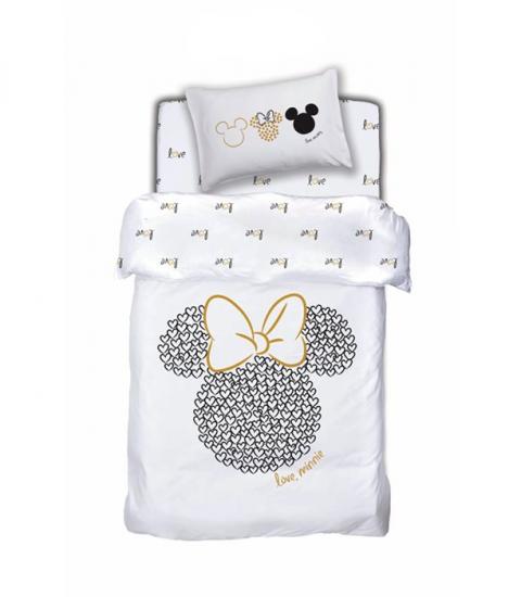סט מצעים למיטת מעבר 100% כותנה דיסני- דגם Love Minnie